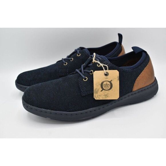 Born Mens Size 12 Marcus Navy Brown Wool Fabric Lace Up Casual Shoes Sneakers - Picture 3 of 11